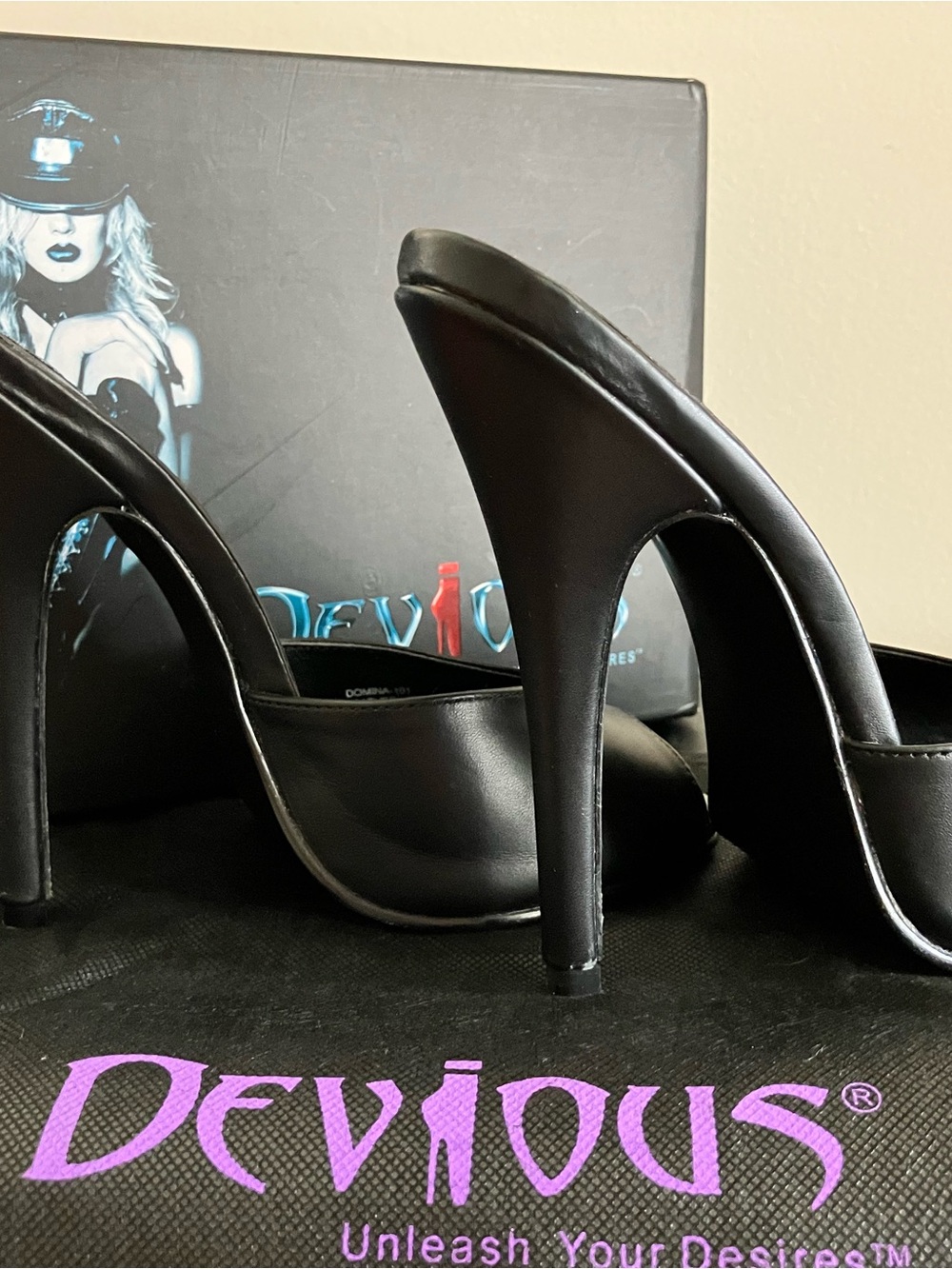 Devious Black High Heel Mule for Women